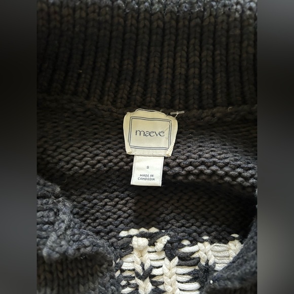 Anthropologie Maeve Collared V-Neck Cardigan Sweater graphics size S - Picture 8 of 10